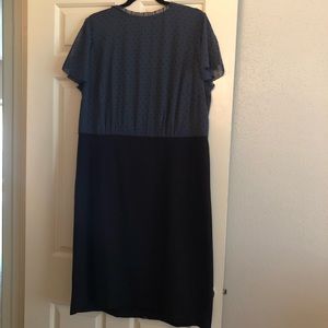 Unique faux 2 piece dress. Black and blue
